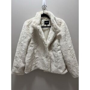 Express Faux Fur Jacket White Fully Lined Size Xl‎